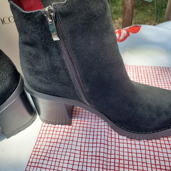 Franco Sarto Black Leather Suede Ankle Boot - Picture 8 of 12